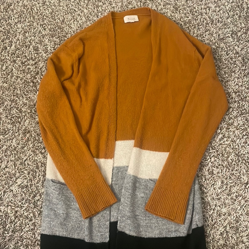 Orange & Striped Long Cardigan 🧣🍂